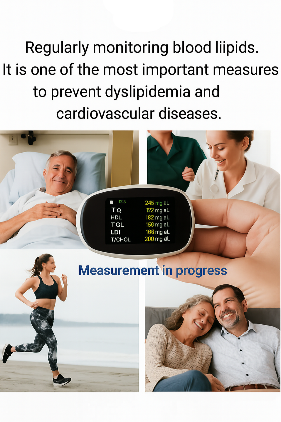 Blood Glucose Monitor Glucometer Non Invasive Fingertip Portable Digital Screen