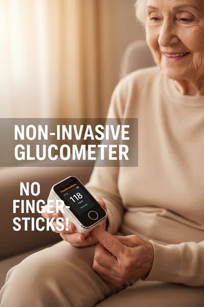 Blood Glucose Monitor Glucometer Non Invasive Fingertip Portable Digital Screen