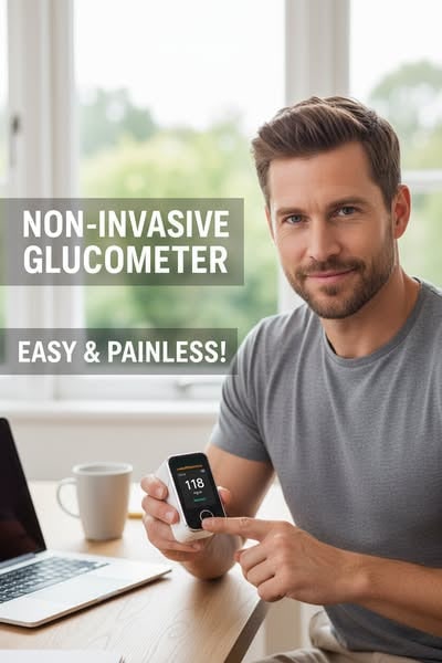 Blood Glucose Monitor Glucometer Non Invasive Fingertip Portable Digital Screen