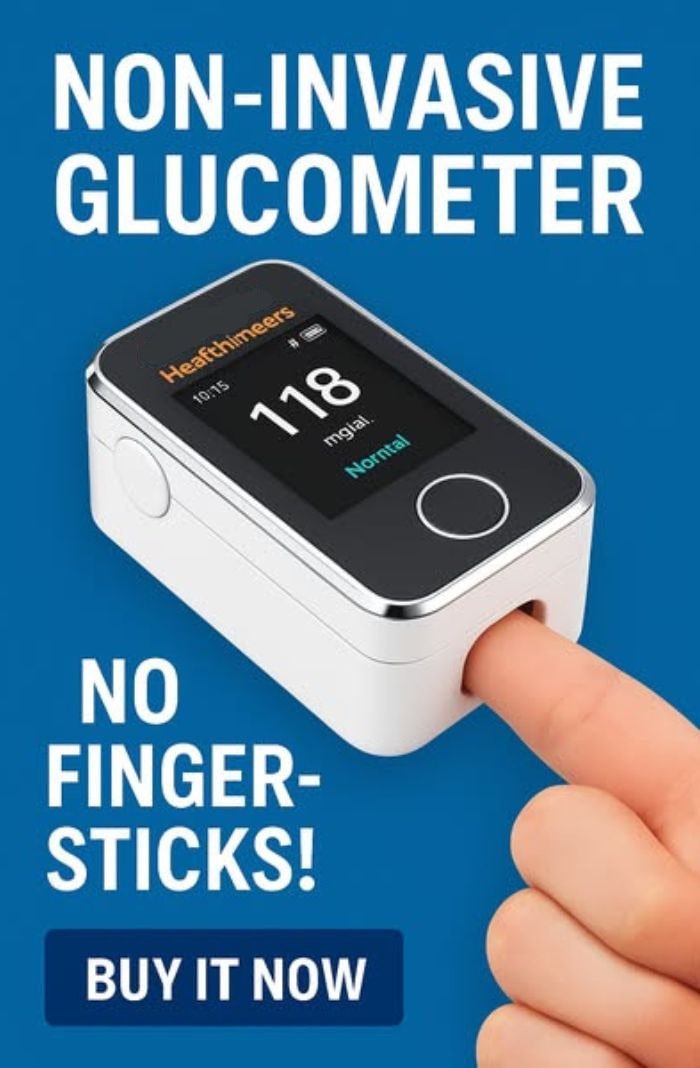 Blood Glucose Monitor Glucometer Non Invasive Fingertip Portable Digital Screen