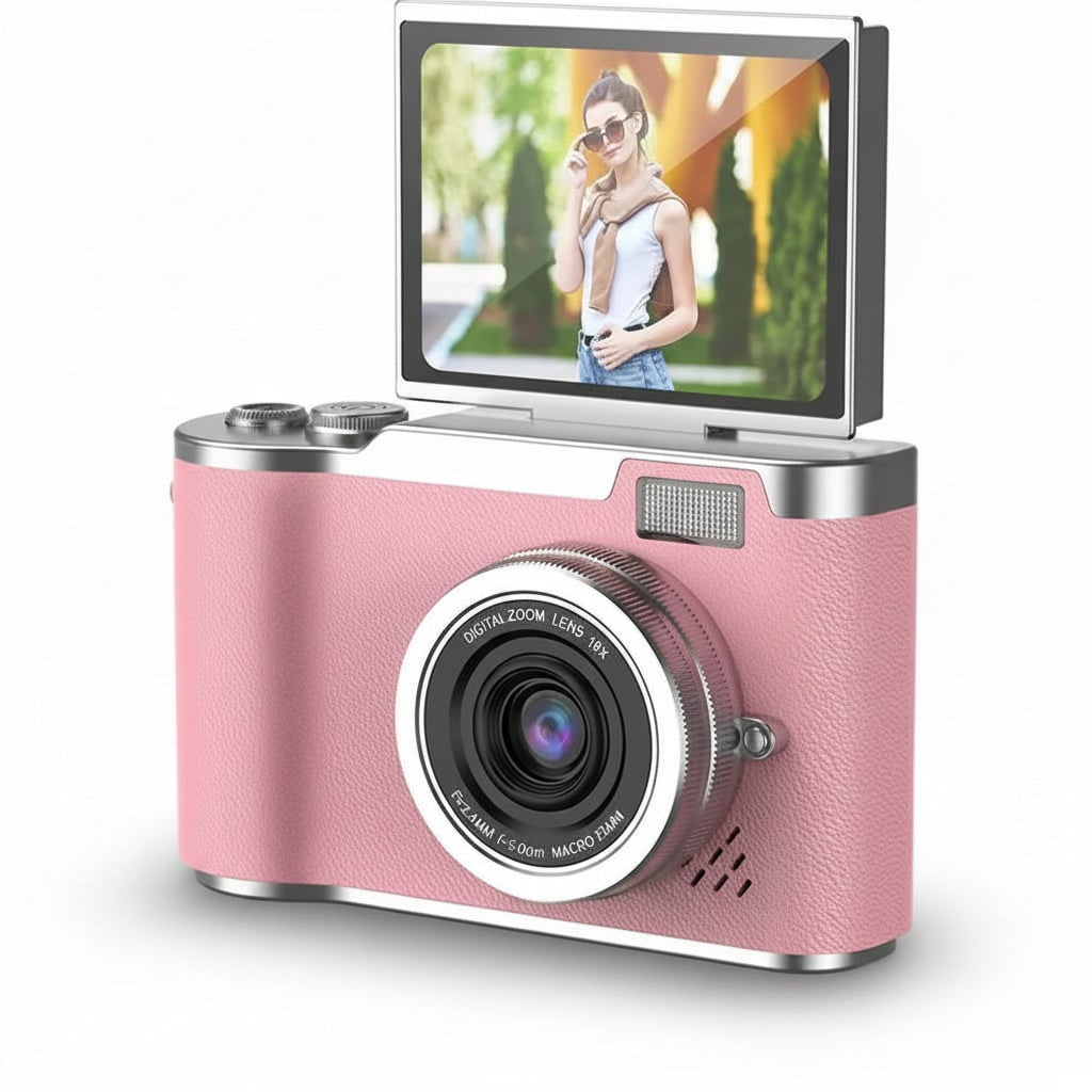 Compact 4K Vlogging Digital Camera with 180° Flip Screen and 32gb Memory Card Selfie