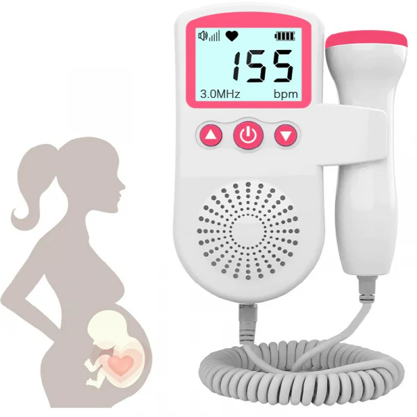 Fetal Doppler and Heart Rate Monitor for Pregnancy at Home with Backlit Lcd Display and Speaker