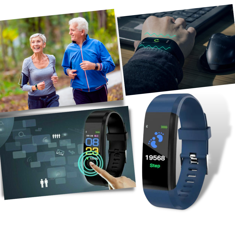 Fitness Tracker Step Watch with Heart Rate Monitor and Distance Tracking for Seniors
