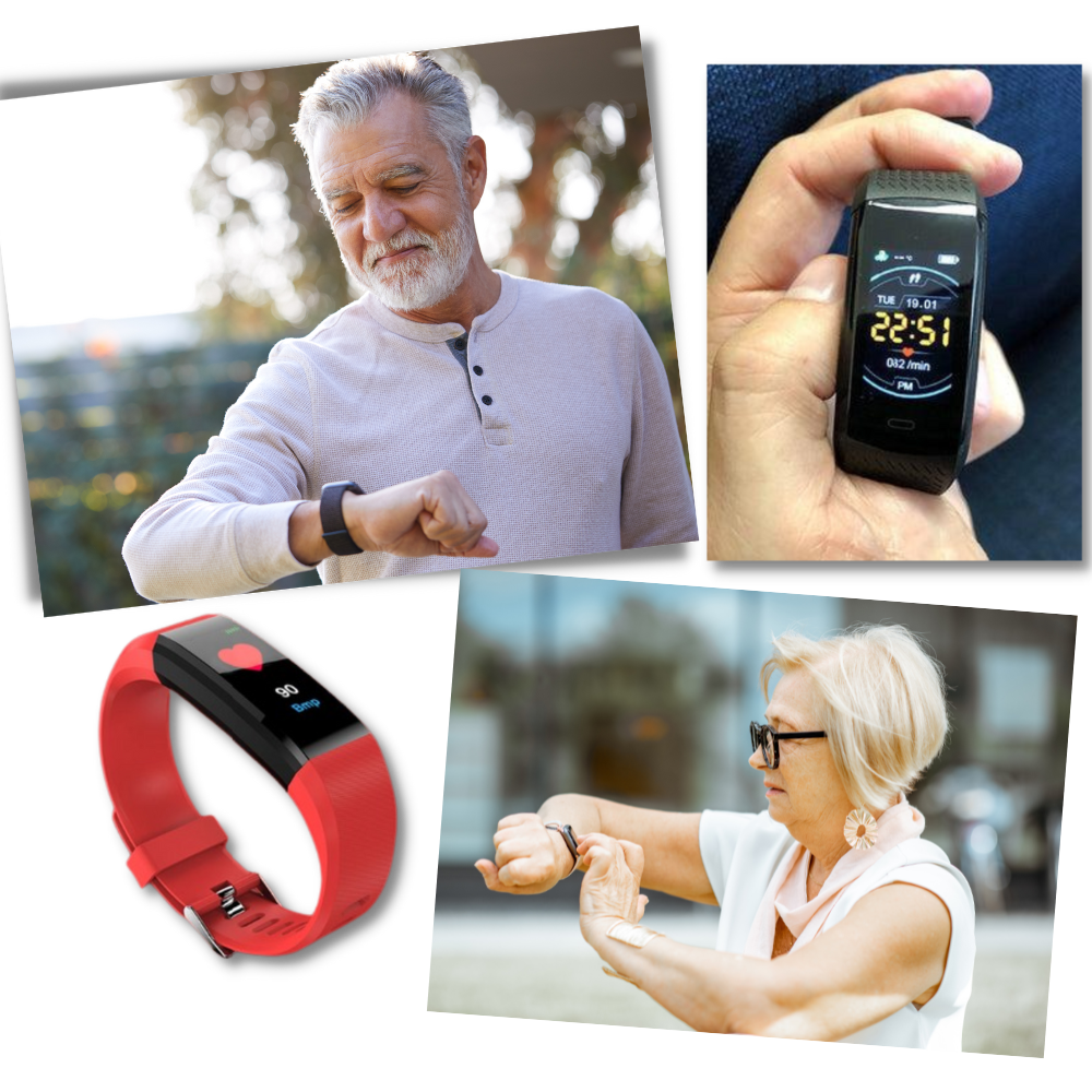 Fitness Tracker Step Watch with Heart Rate Monitor and Distance Tracking for Seniors