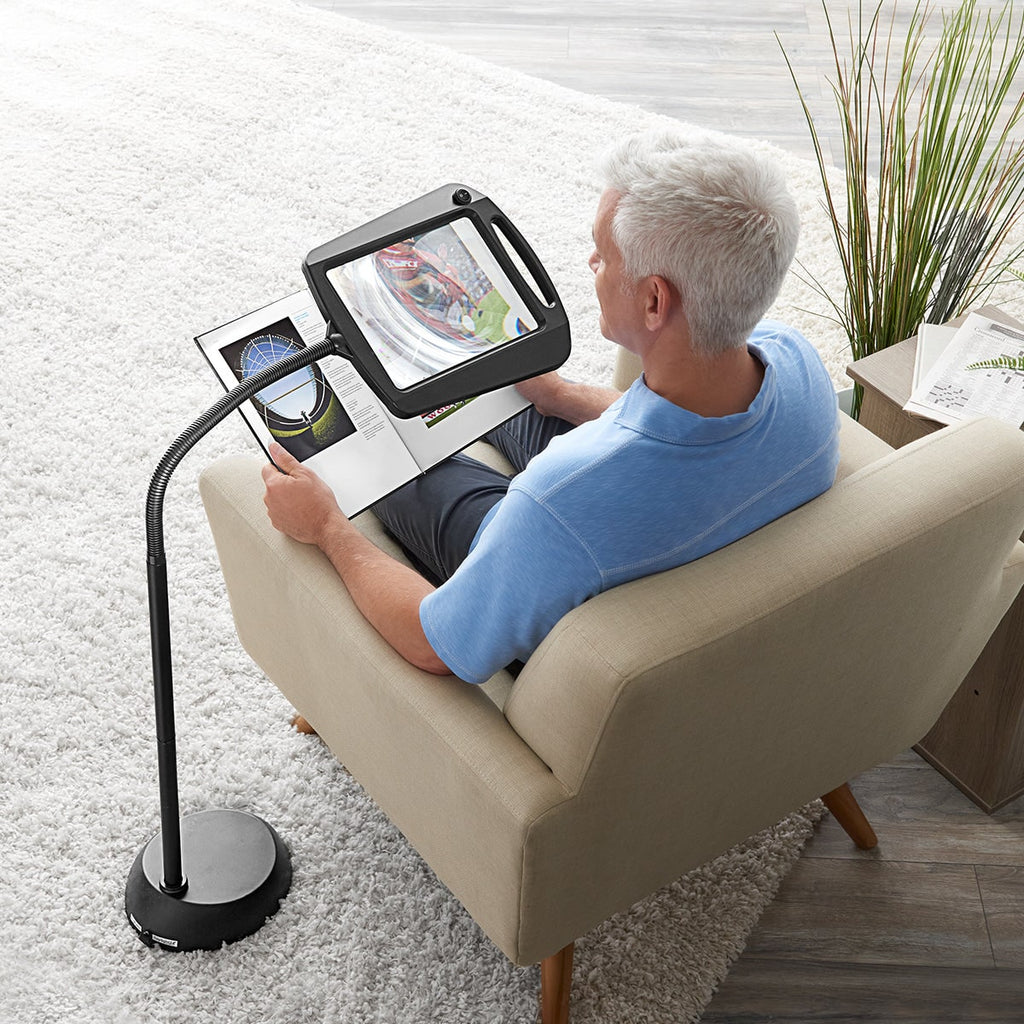 Floor Lamp Magnifying LED with Adjustable Gooseneck and Handle for Reading Crafts