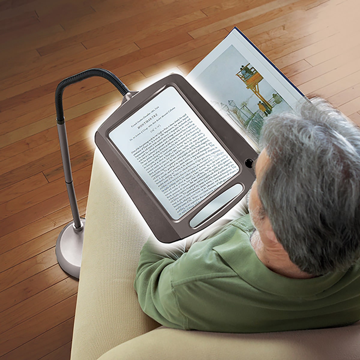 Floor Lamp Magnifying LED with Adjustable Gooseneck and Handle for Reading Crafts