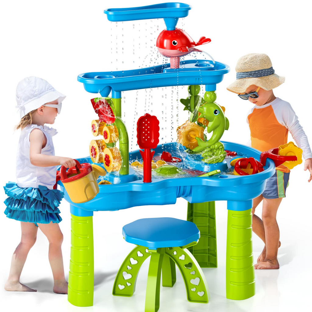 Kids' Sand and Water Table with 15 Accessories and Multi-Tier Design