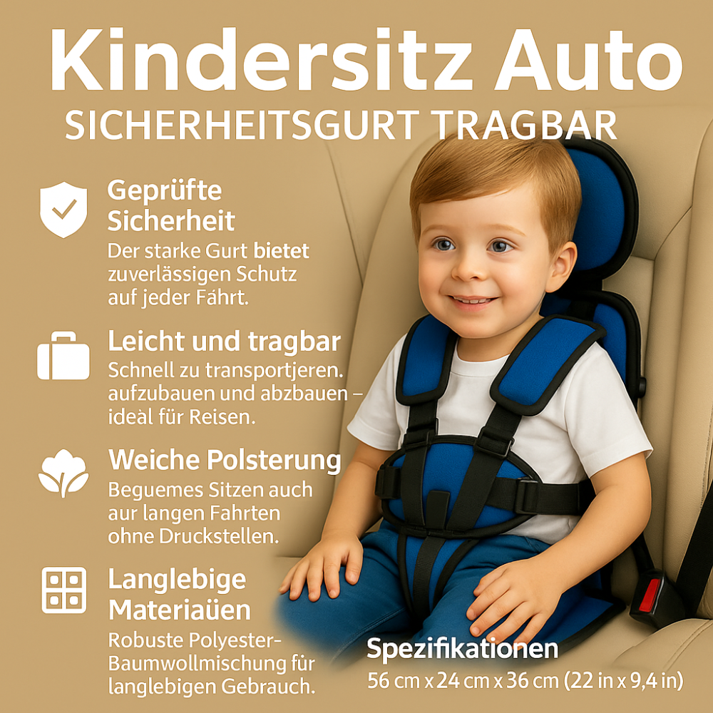 Kids' Travel Infant Car Seat Lightweight Foldable with Five-Point Harness and Padded Headrest