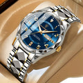 Mens Sports Analog Dress Watch with Day Date Window and Faceted Bezel