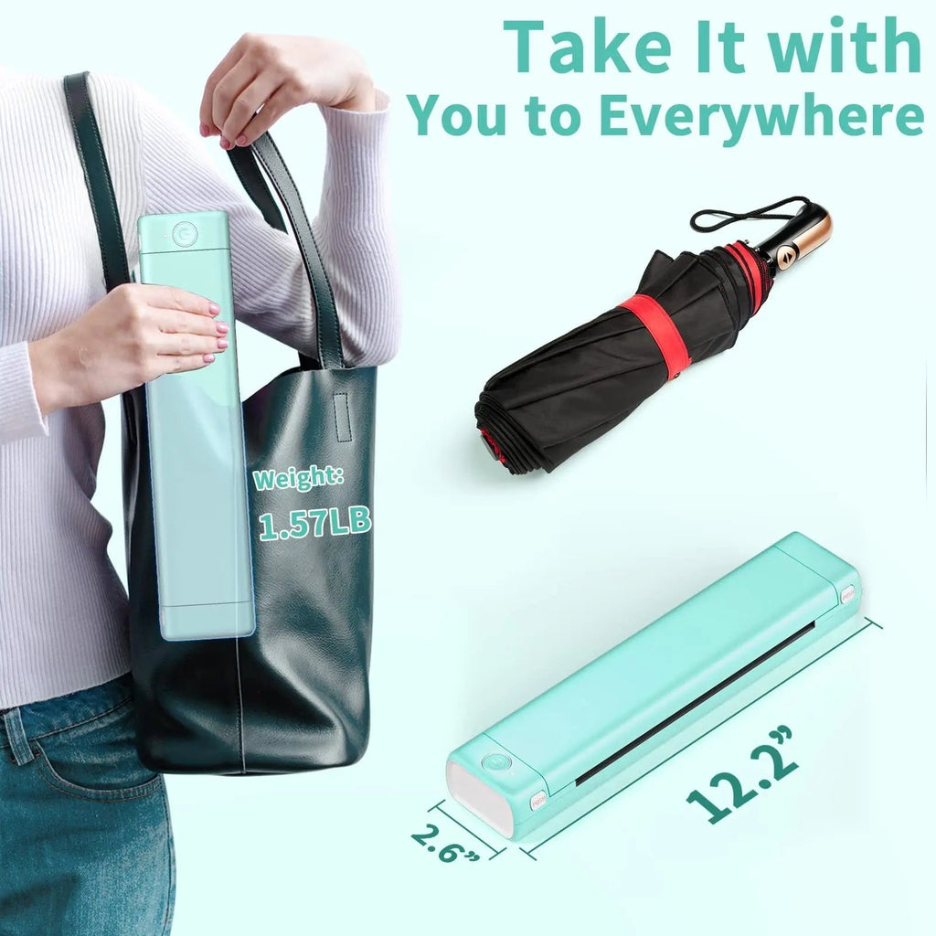 Portable Thermal Printer Wireless Bluetooth A4 Compact Travel USB Mobile