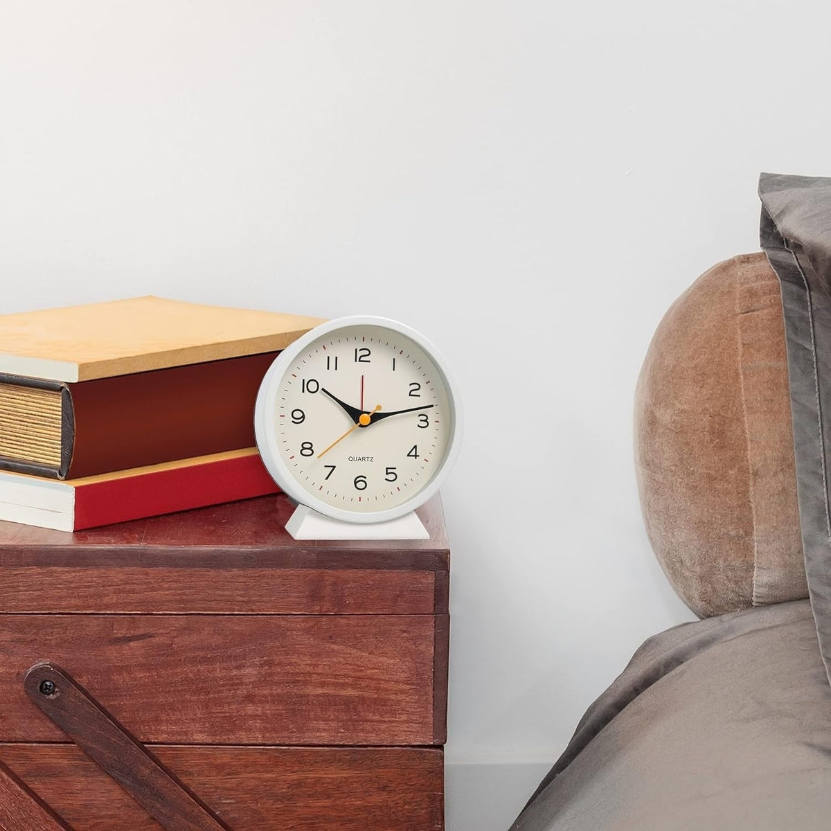 Retro Analog Alarm Clock with Battery Operation Non-Ticking Quartz Movement and Backlight