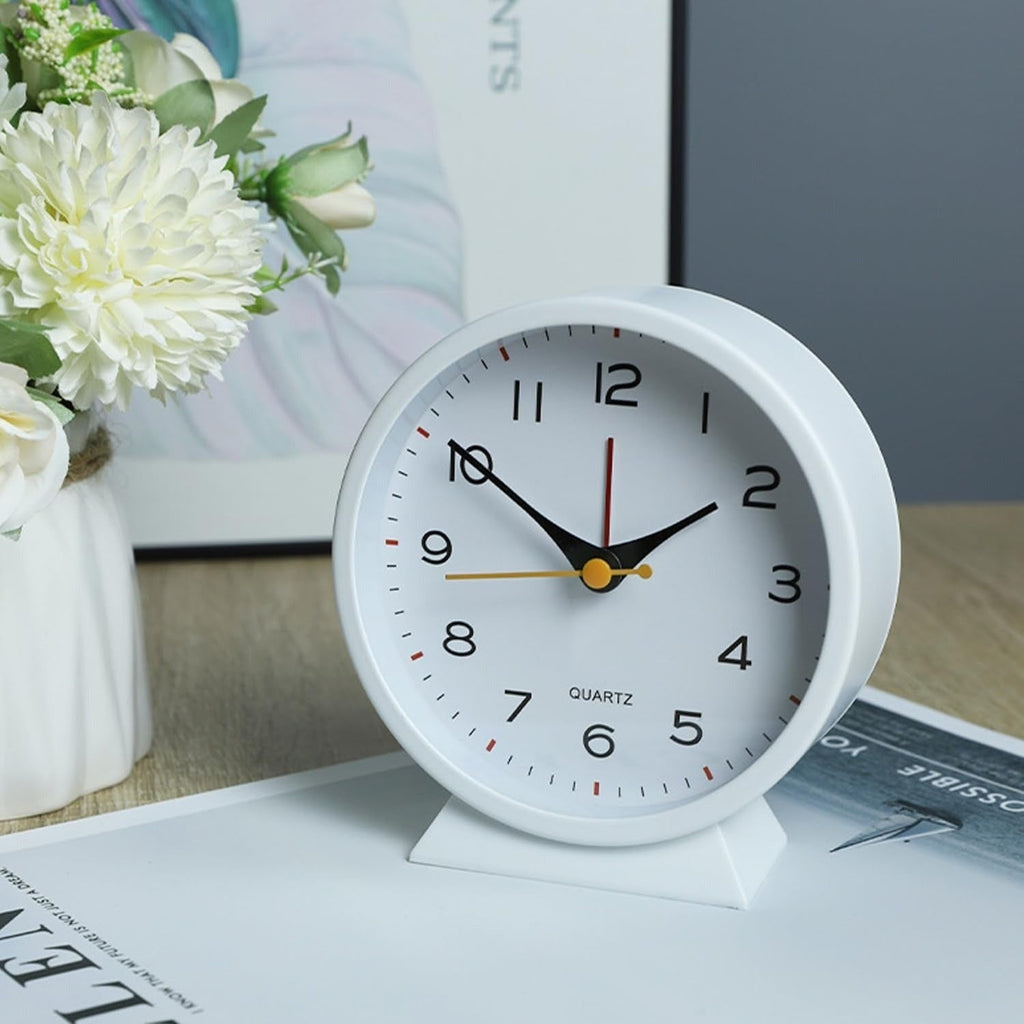 Retro Analog Alarm Clock with Battery Operation Non-Ticking Quartz Movement and Backlight